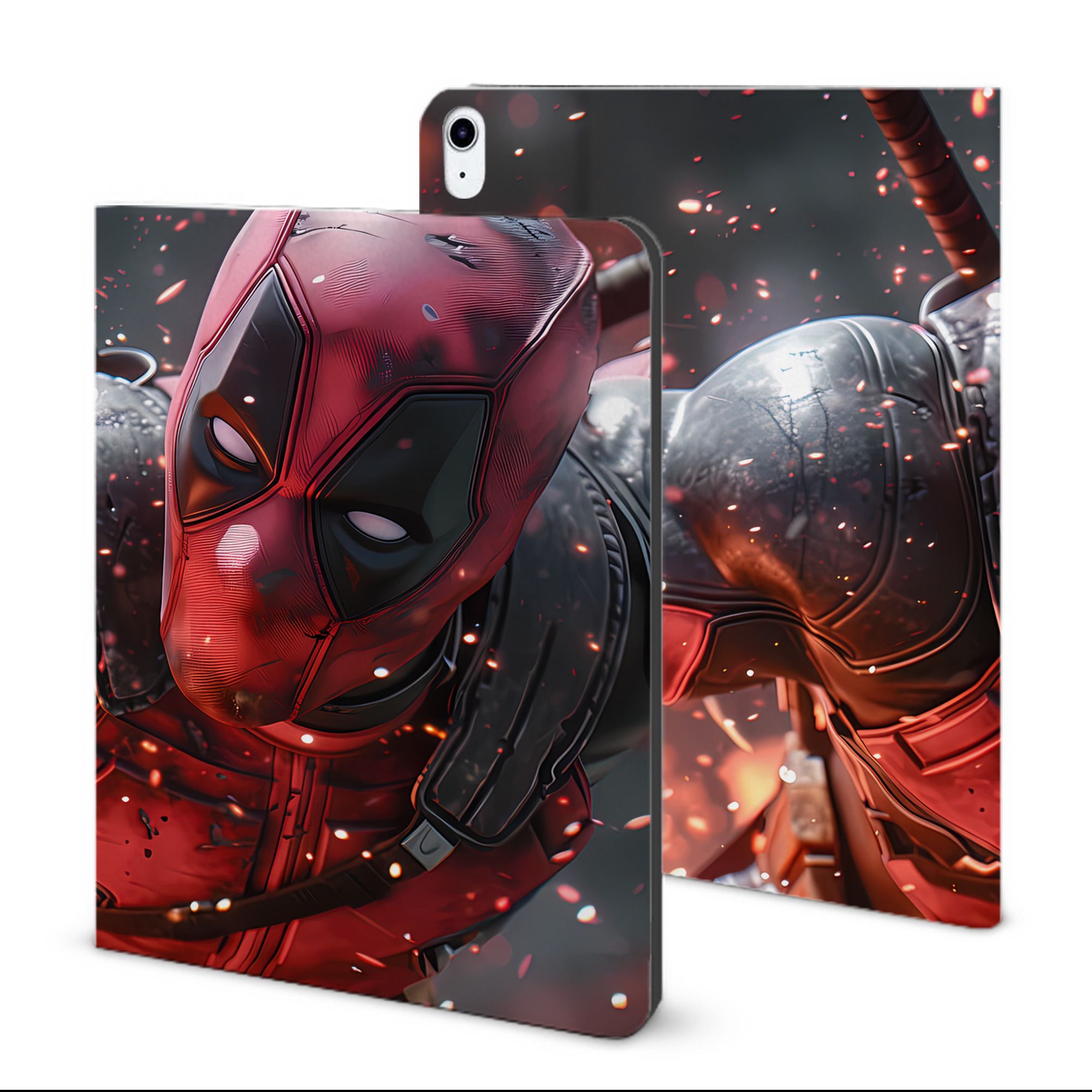 （画像用） Deadpool デッドプール IPad ケース ブック型 PUレザー TPU 耐衝撃 軽量 薄型 ペン収納なし 全面保護 IPad 各モデル対応